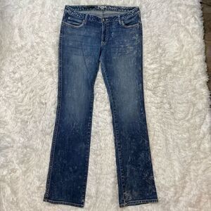 Wrangler Rock 47 Jeans Womens 35x35 Ultra Low Rise Flap Pockets Embroidered